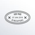 Singapore passport stamp. Airport visa stamp or immigration sign. Custom control cachet. Vector illustration. Royalty Free Stock Photo